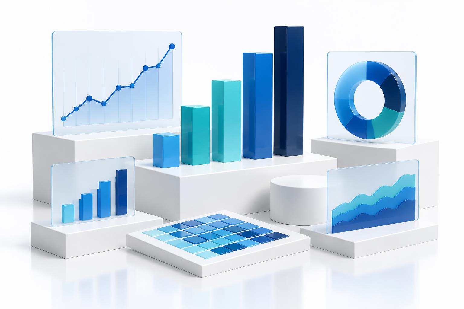 Conceptual illustration of business charts and shared reporting